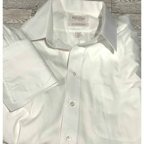 ROUNDTREE & YORKE Gold Label Non Iron EZ Wash Pinpoint White Dress Shirt 16.5/35 - Picture 1 of 8